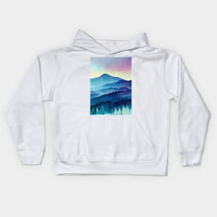 Watercolor mountains landscape Kids Hoodie